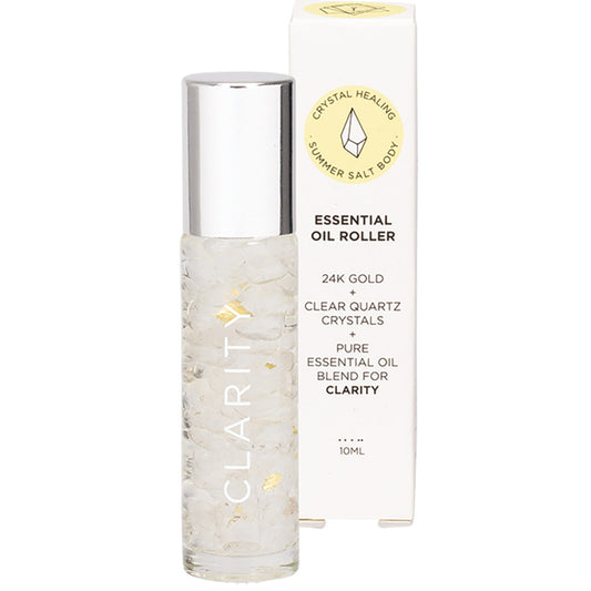 Summer Salt Body- Essential Oil Roller 24K Gold Clarity Clear Quartz-10ml
