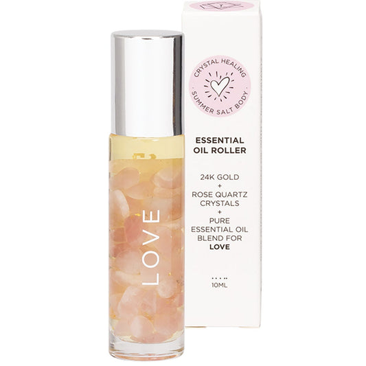 Summer Salt Body- Essential Oil Roller 24K Gold Love Rose Quartz-10ml