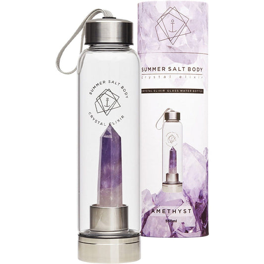 Summer Salt Body- Crystal Elixir Glass Water Bottle Amethyst-550ml