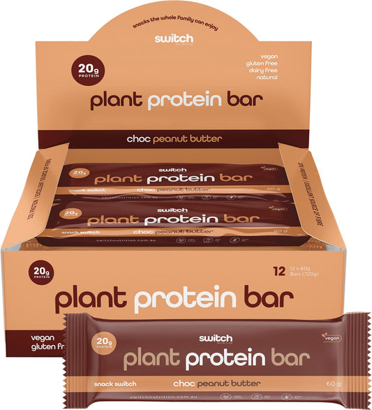 Switch Nutrition- Plant Protein Bar Choc Peanut Butter-12x60g