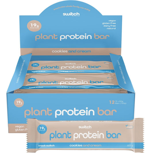 Switch Nutrition- Plant Protein Bar Cookies and Cream-12x60g