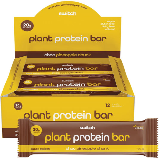 Switch Nutrition- Plant Protein Bar Choc Pineapple Chunk-12x60g