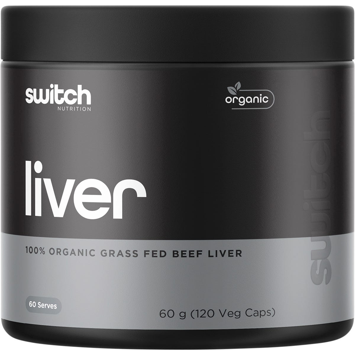 Switch Nutrition- Beef Liver 100% Organic Grass Fed-120 Caps