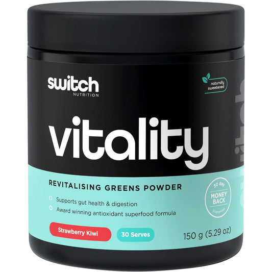 Switch Nutrition- Vitality Revitalising Greens Powder Strawberry Kiwi-150g