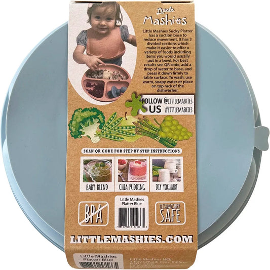 Little Mashies- Silicone Sucky Platter Plate Dusty Blue