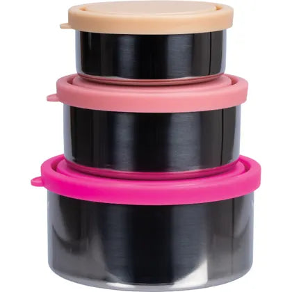 Ever Eco- Stainless Steel Round Containers Rise Leak Resistant-3pk