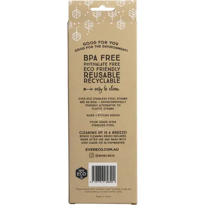 Ever Eco- Stainless Steel Straws Bent Smoothie-4pk