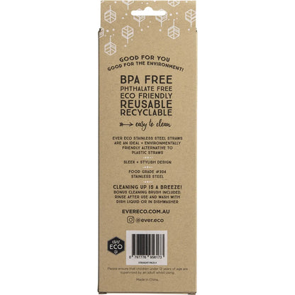 Ever Eco- Stainless Steel Straws Straight-4pk