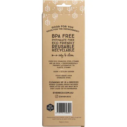 Ever Eco- Stainless Steel Straws Straight Smoothie-4pk