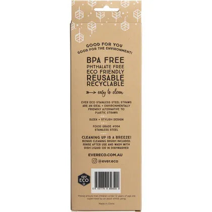 Ever Eco- Stainless Steel Straws Straight Smoothie-4pk