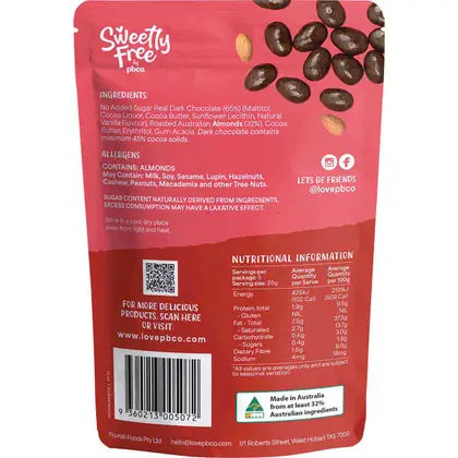 PBco- Sweetly Free Almonds Dark Chocolate No Sugar Added-110g