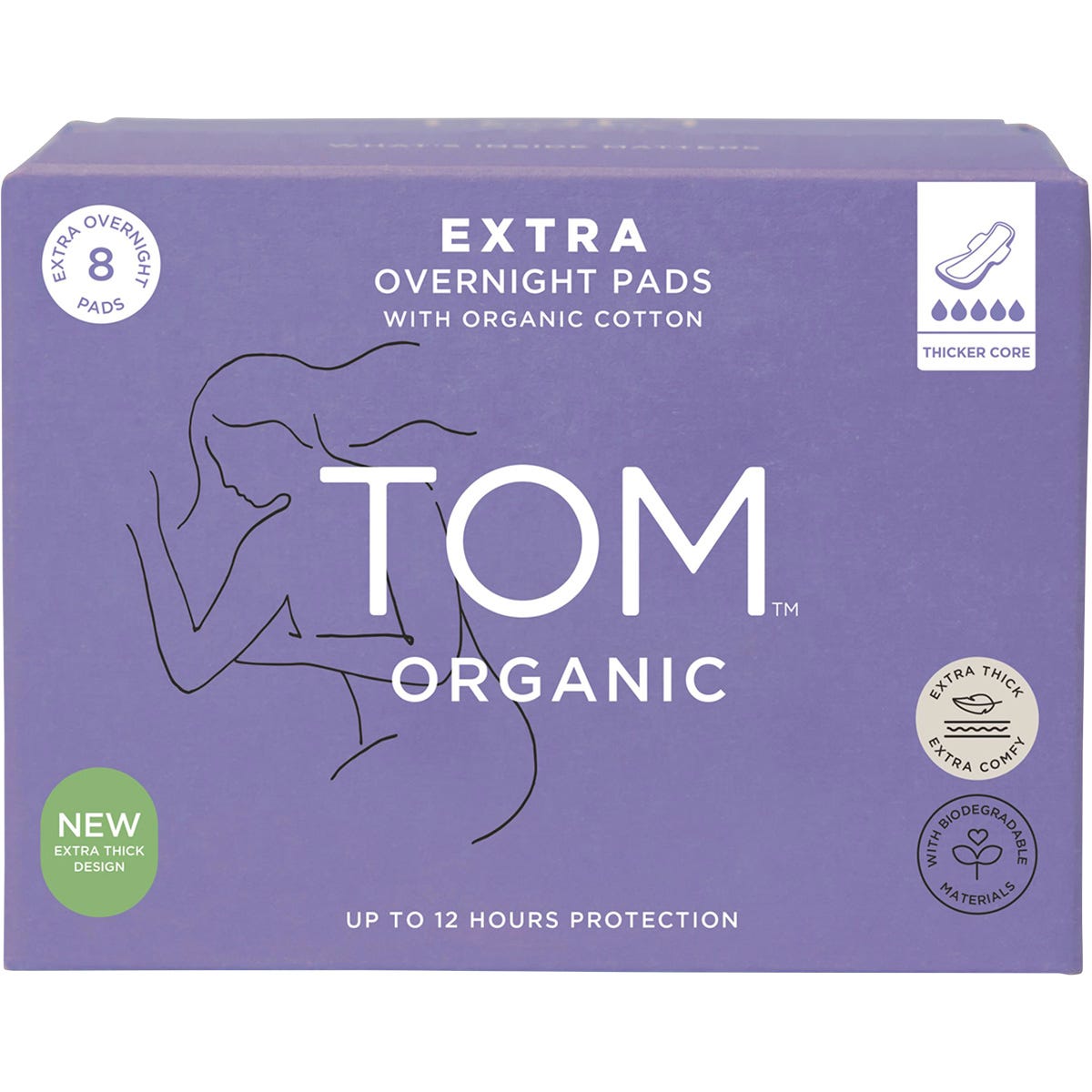 TOM Organic- Pads Extra Overnight-4x8pk