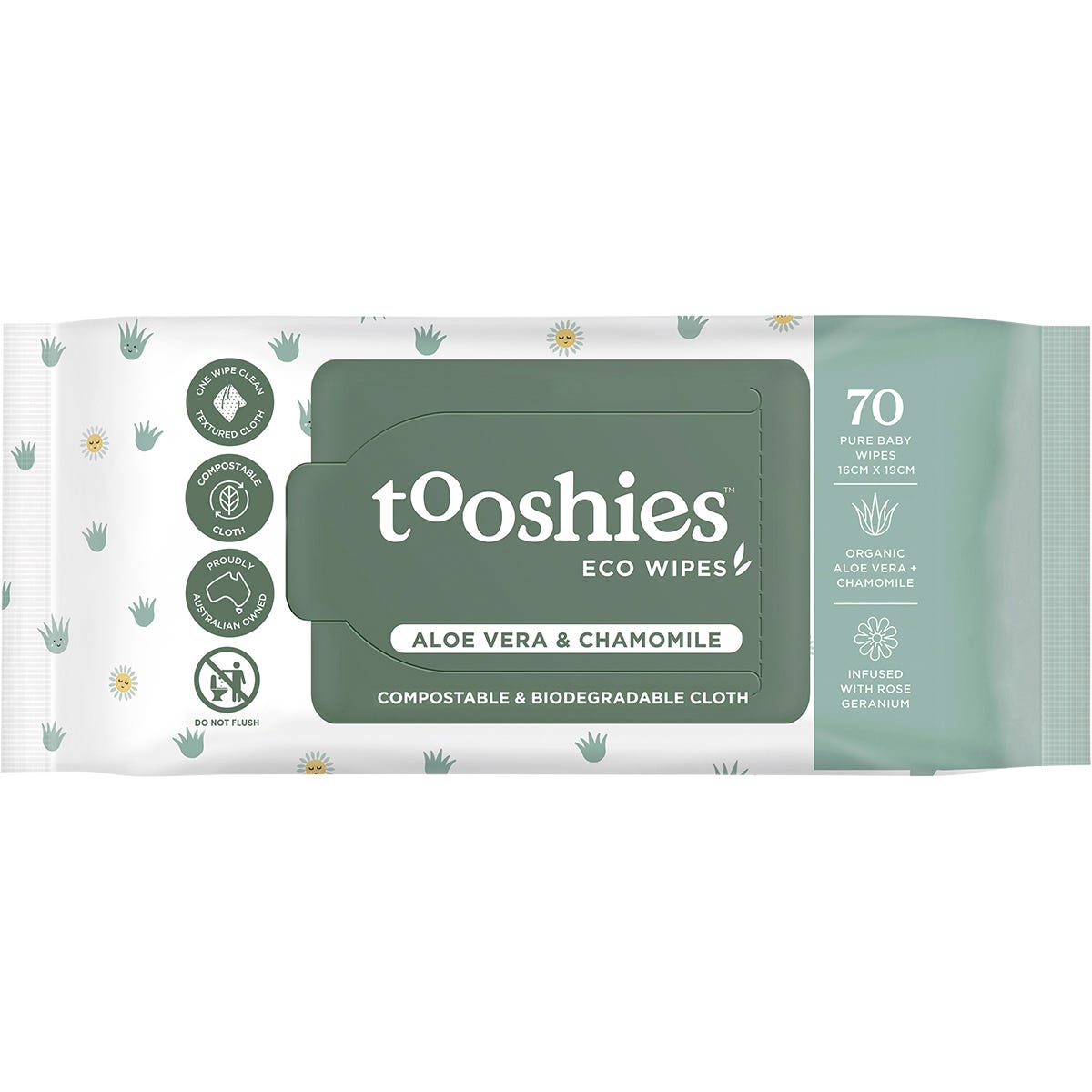 Tooshies- Eco Baby Wipes Aloe Vera & Chamomile-70pk
