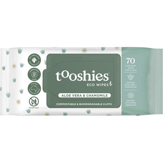 Tooshies- Eco Baby Wipes Aloe Vera & Chamomile-70pk