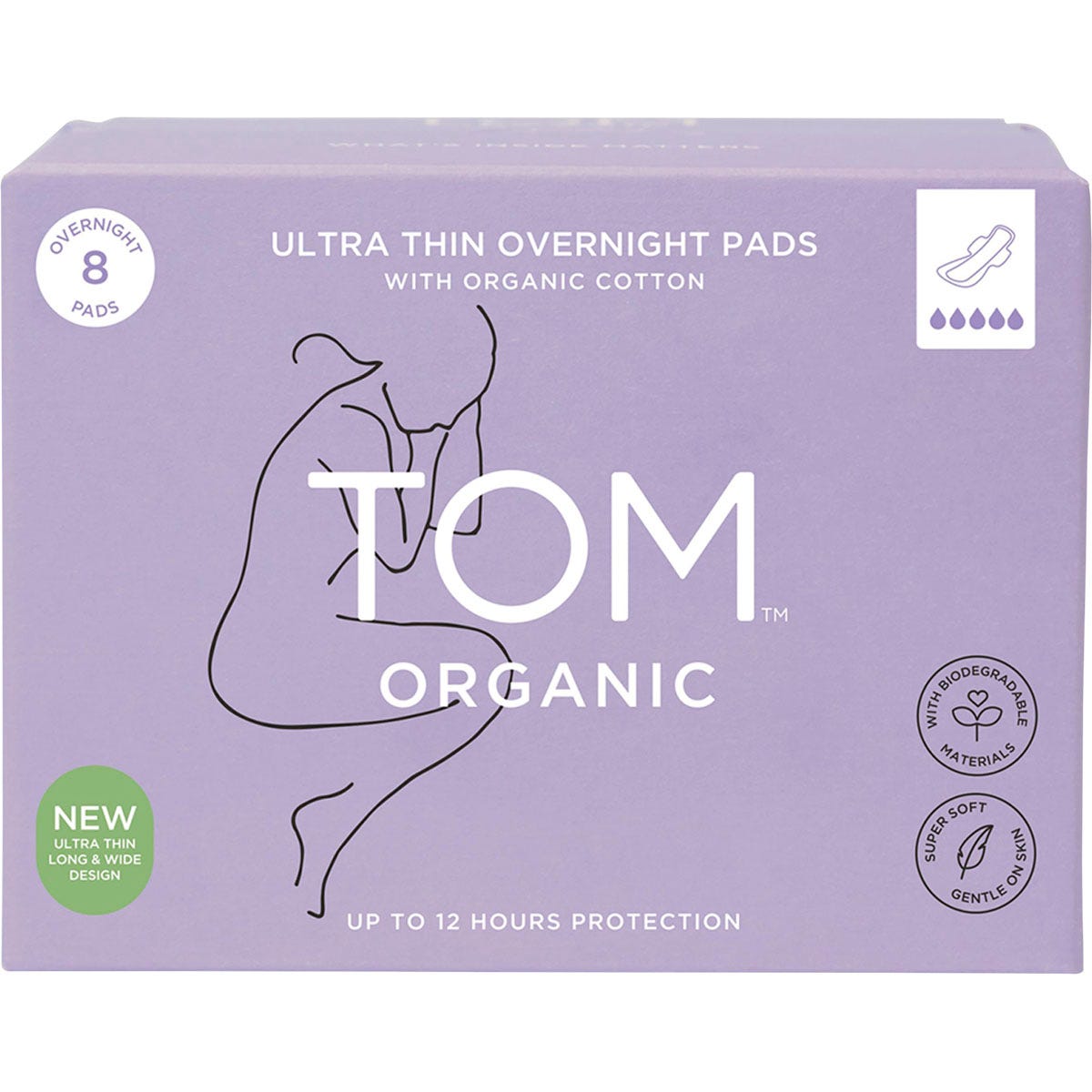 TOM Organic- Pads Ultra Thin Overnight-6x8pk