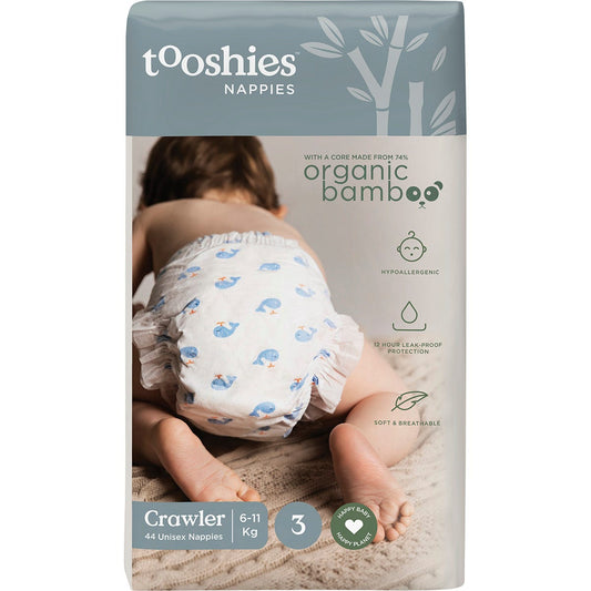 Tooshies- 74% Organic Bamboo Nappies Size 3 Crawler 6-11kg-2x44pk