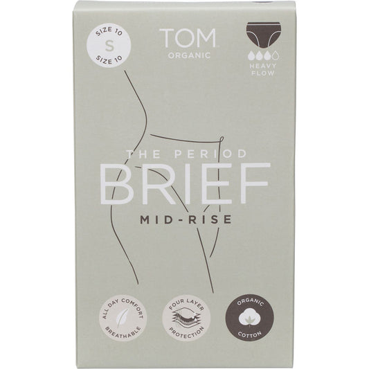 TOM Organic- The Period Brief Mid Rise Black Small-x8
