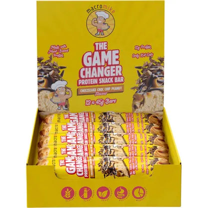 MACRO MIKE- The Game Changer Protein Bar Cheezecake Choc Peanut-12x45g