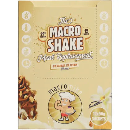 MACRO MIKE- The Macro Shake Meal Replacement PB Vanilla Ice Cream-12x56g