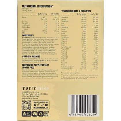 MACRO MIKE- The Macro Shake Meal Replacement PB Vanilla Ice Cream-12x56g