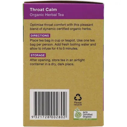 Planet Organic- Throat Calm Herbal Tea Bags-25pk