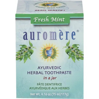 Auromere- Toothpaste Ayurvedic Fresh Mint Toothpaste in a Jar-6x117g