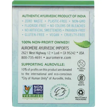 Auromere- Toothpaste Ayurvedic Fresh Mint Toothpaste in a Jar-6x117g