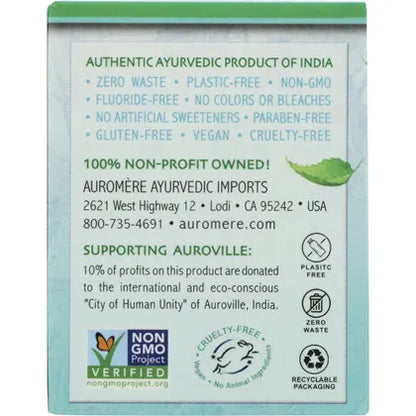 Auromere- Toothpaste Ayurvedic Fresh Mint Toothpaste in a Jar-6x117g