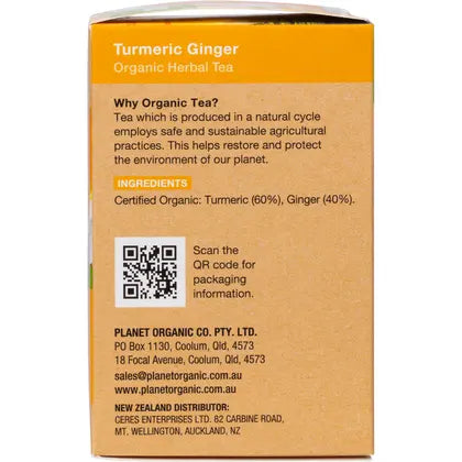 Planet Organic- Turmeric Ginger Herbal Tea Bags-25pk