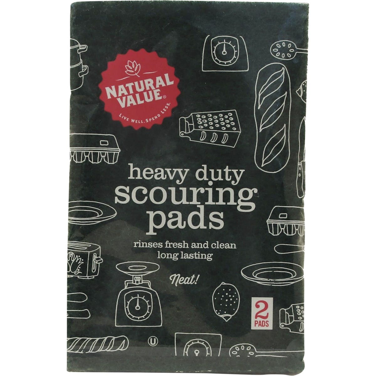 Natural Value- Heavy Duty Scouring Pads-2pk