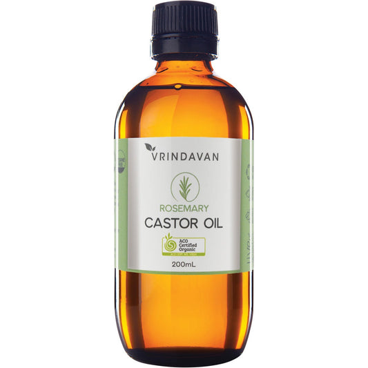 Vrindavan- Castor Oil and Rosemary Amber Glass Bottle-200ml