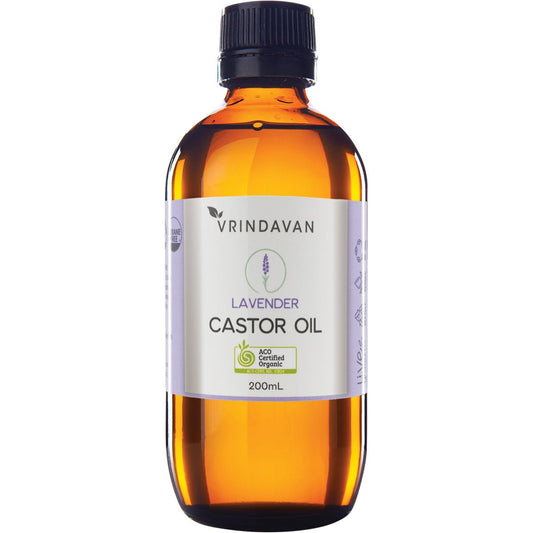 Vrindavan- Castor Oil and Lavender Amber Glass Bottle-200ml