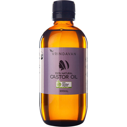 Vrindavan- Castor Oil 100% Natural - Amber Glass Bottle-200ml