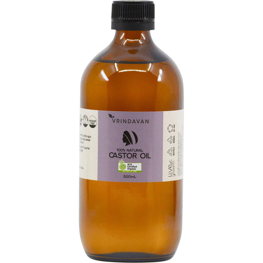 Vrindavan- Castor Oil 100% Natural - Amber Glass Bottle-500ml