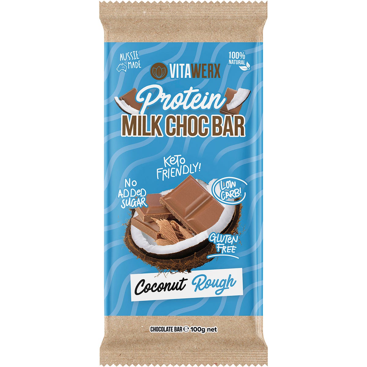 Vitawerx- Protein Milk Chocolate Bar Coconut Rough-12x35g