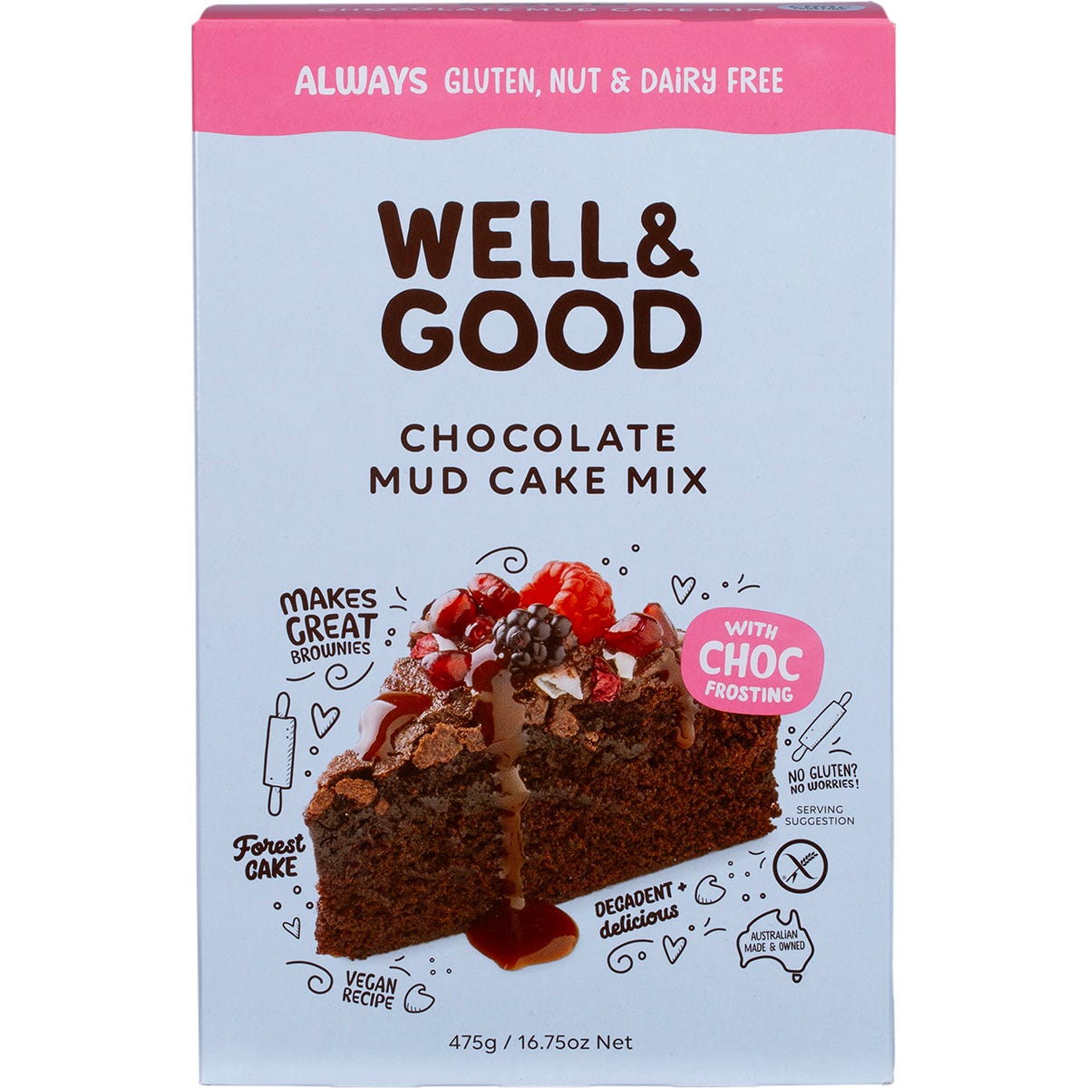 Well & Good- Chocolate Mud Cake Mix with Choc Frosting-475g