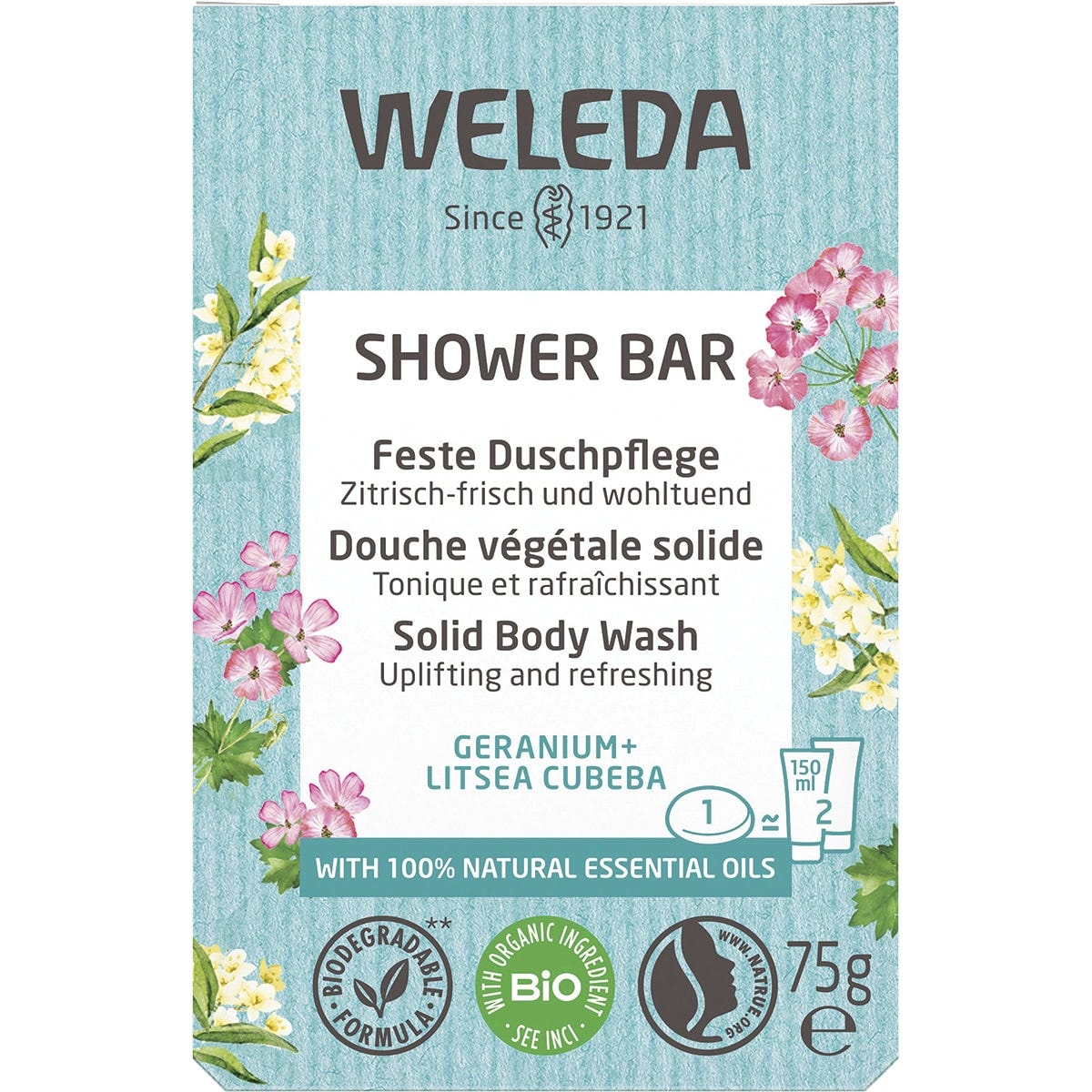 Weleda- Shower Bar Geranium & Litsea Cubeba-75g