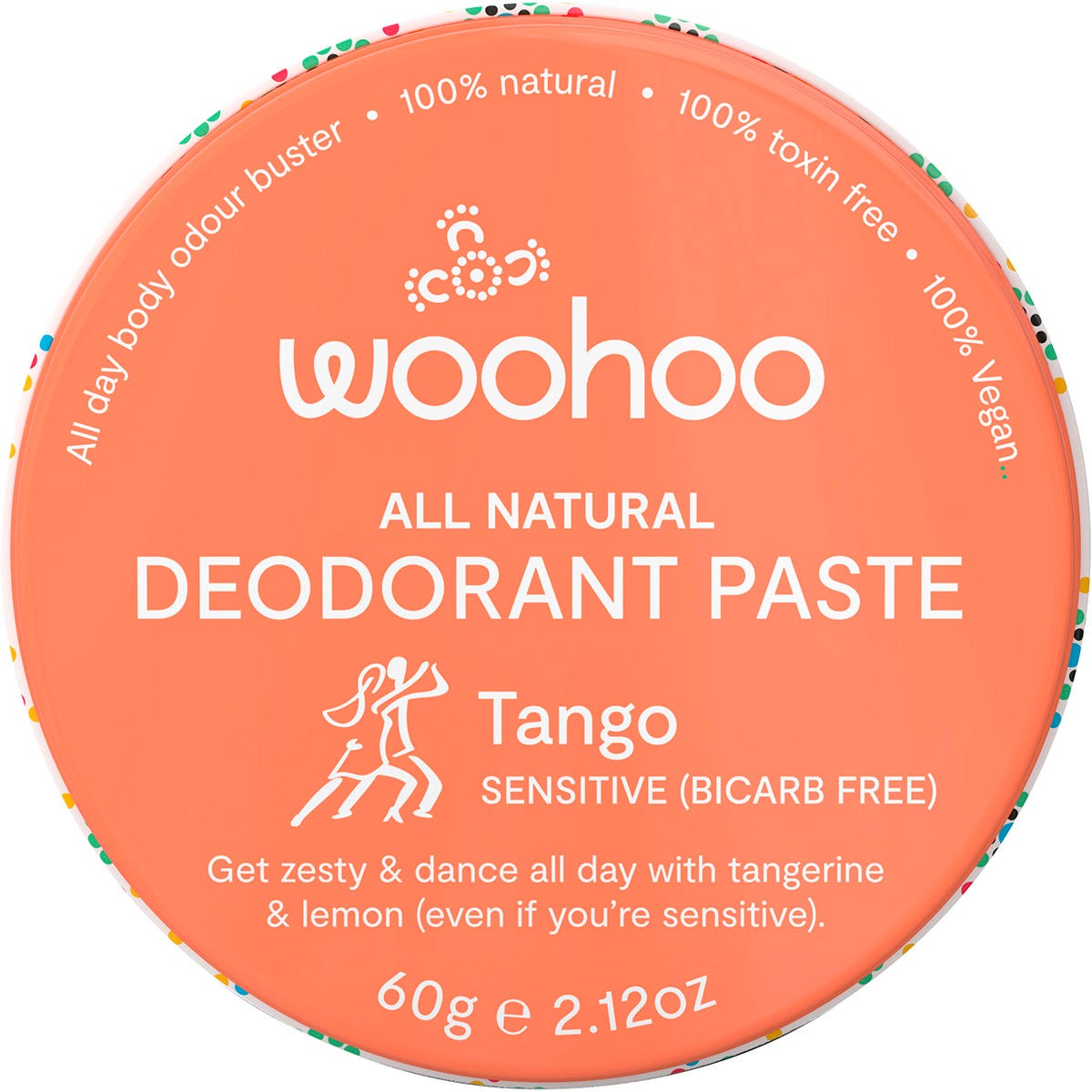 Woohoo Body- Deodorant Paste Tin Tango Sensitive Bicarb Free-60g