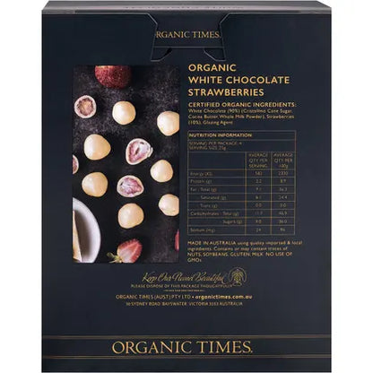 Organic Times- White Chocolate Strawberries-100g