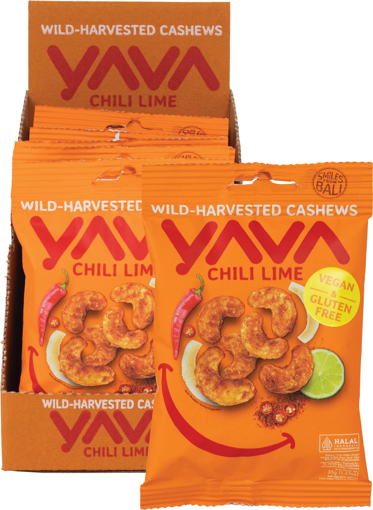 YAVA- Wild-Harvested Cashews Chili Lime-10x35g