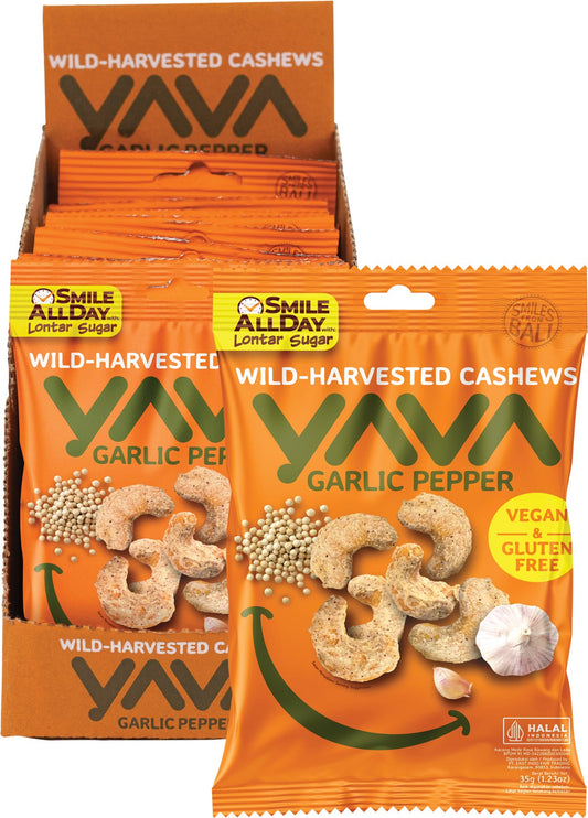 YAVA- Wild-Harvested Cashews Garlic Pepper-10x35g