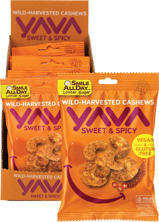 YAVA- Wild-Harvested Cashews Sweet & Spicy-10x35g