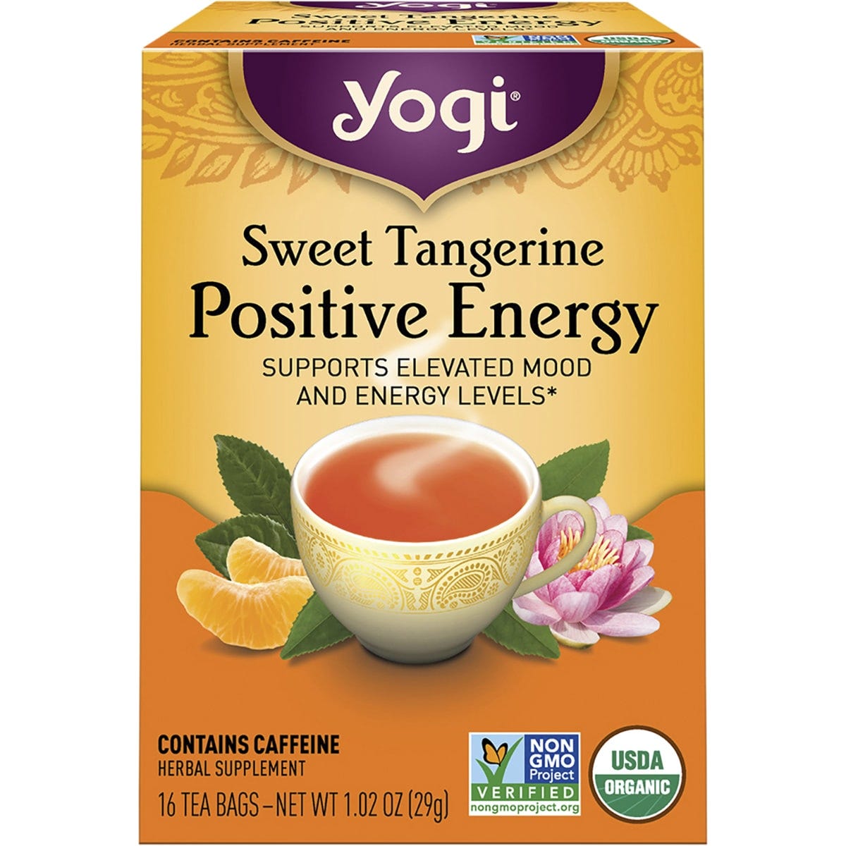 Yogi Tea- Herbal Tea Bags Sweet Tangerine Positive Energy-16pk