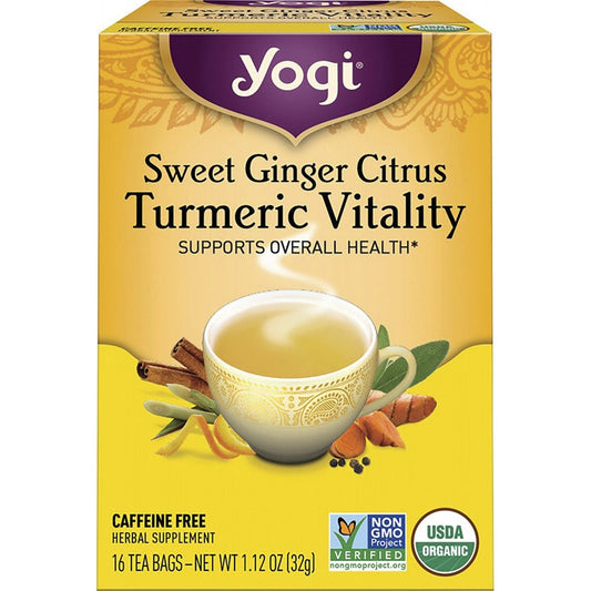 Yogi Tea- Herbal Tea Bags Sweet Ginger Citrus Turmeric Vitality-16pk