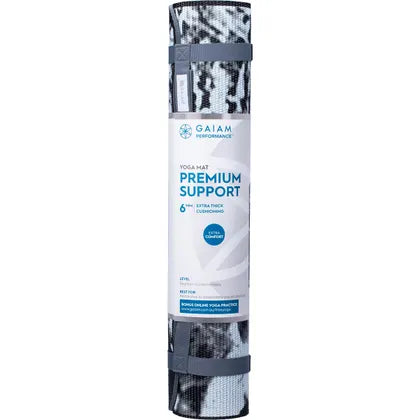 Gaiam- Yoga Mat Premium Support 6mm Dark Marble 61cm x 173cm-