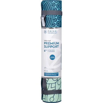 Gaiam- Yoga Mat Premium Support 6mm Sea Glass 61cm x 173cm