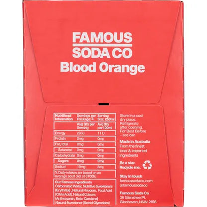 Famous- Zero Sugar Soda Blood Orange-4x250ml