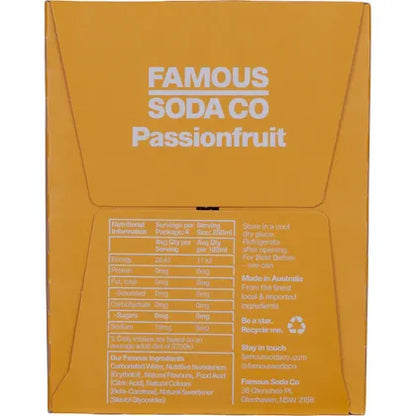 Famous- Zero Sugar Soda Passionfruit-4x250ml